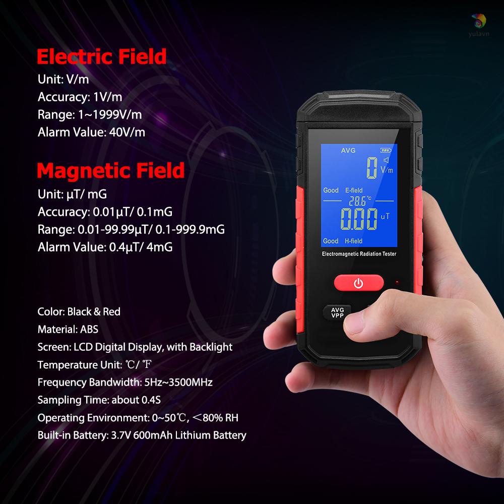 Thiết Bị Kiểm Tra Bức Xạ Điện Từ EMF Màn Hình LCD Có Thể Sạc Lại Cho Gia Đình