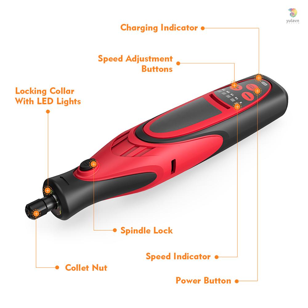 Bộ Dụng Cụ Xoay Không Dây 7.4V Mini Đa Năng Với 5 Tốc Độ Khác Nhau 5000-25000rpm 4 LED Và 38 Đèn LED Để Chạm Khắc