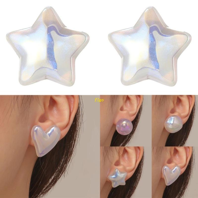 1 Cặp Bông Tai Ngọc Trai Hình Trái Tim Phong Cách Baroque