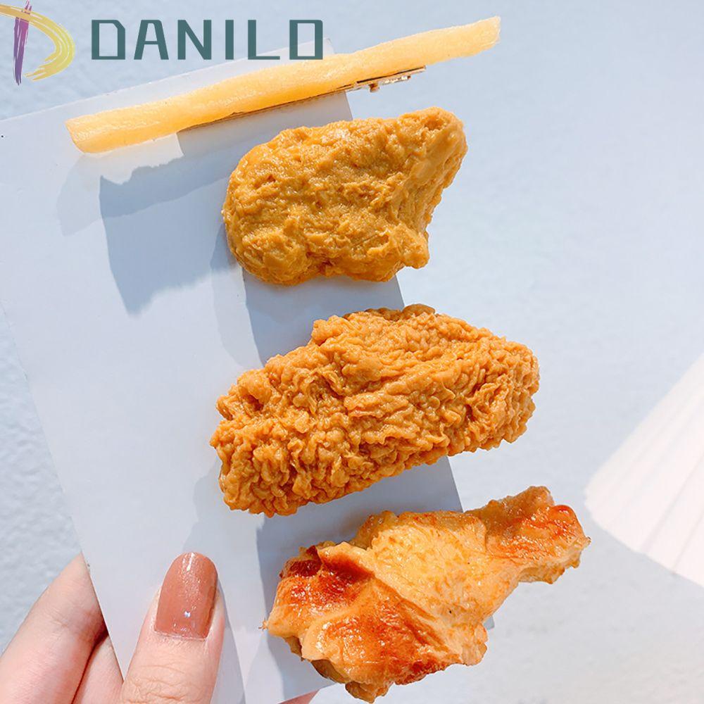 Kẹp Tóc Hình Đùi Gà / Khoai Tây Chiên Bằng Hợp Kim Dễ Thương Phong Cách Hàn Quốc Cho Nữ