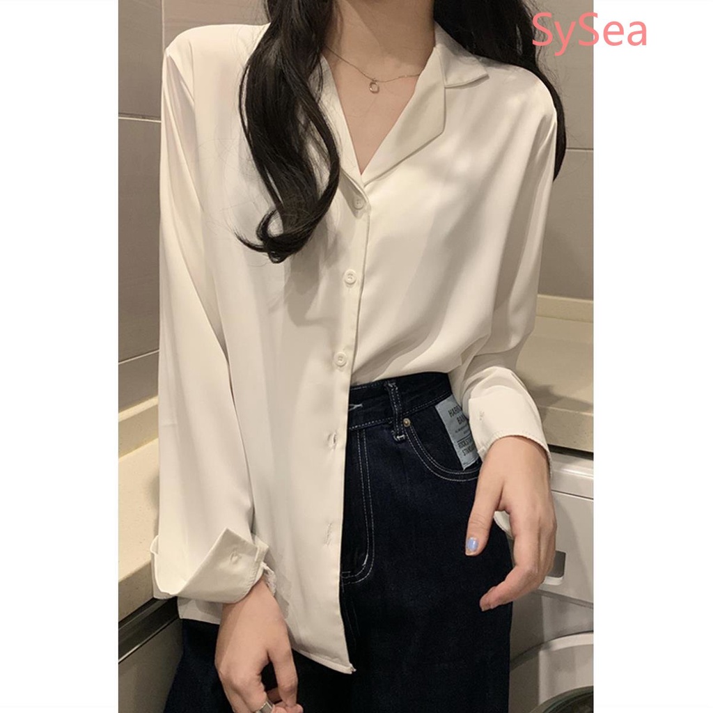 Áo Sơ Mi Trắng Cổ V Kiểu Retro Thời Trang Mùa Hè Cho Nữ