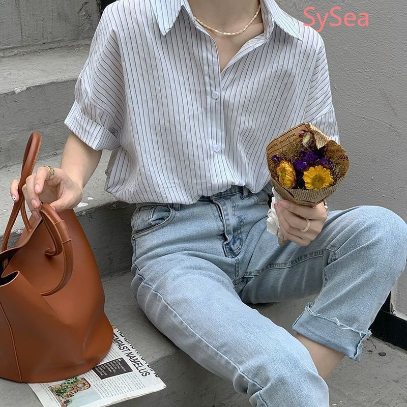 Áo Thun Tay Ngắn Kẻ Sọc Thời Trang Mùa Hè Cho Nữ