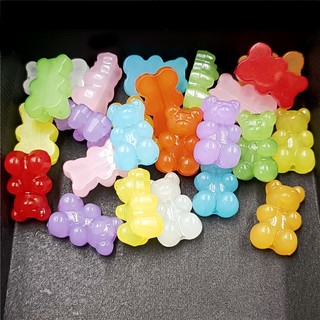 10 Chiếc 12 * 19 Mm Màu Kẹo Dạ Quang Lỗ Dọc Thạch Gấu Hạt Thời Trang DIY Handmade Phụ Kiện Vòng Tay Vòng Cổ Kẹp Tóc Chất Liệu
