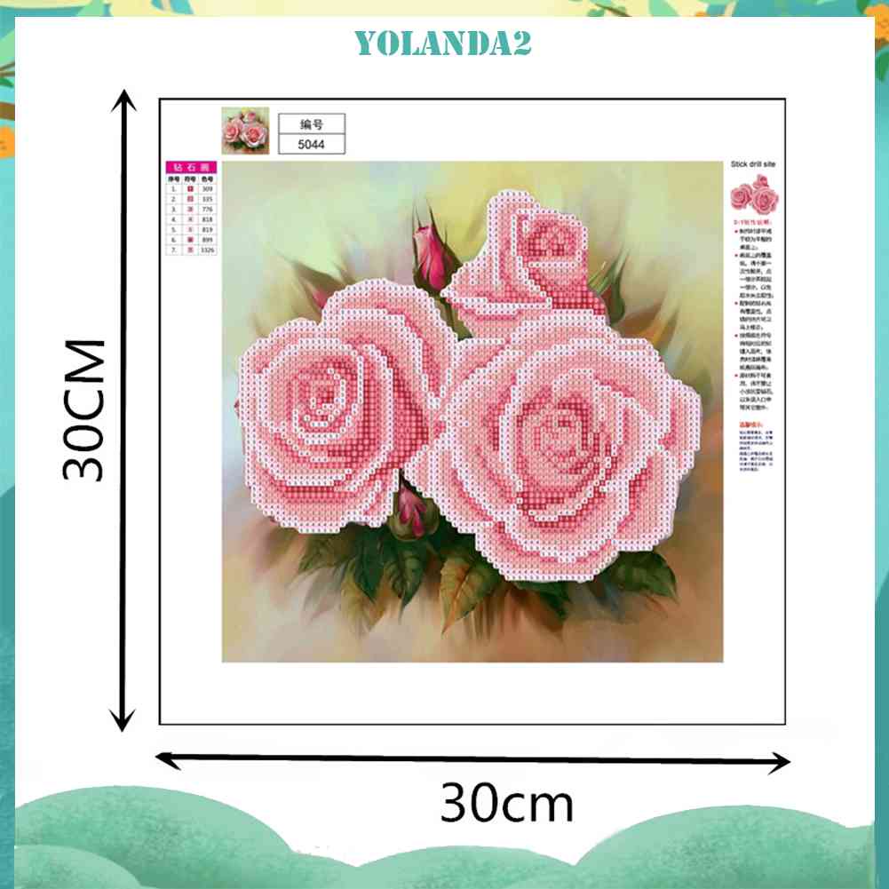 Tranh Thêu Chữ Thập Đính Đá Giả Hình Ba Bông Hoa 5D