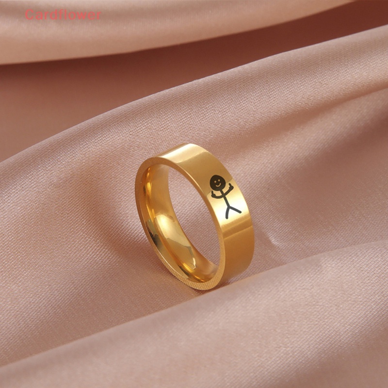 < Cardflower > Nhẫn Thép Titan Hình Vẽ Nguệch Ngoạc Đơn Giản Vui Nhộn Hợp Xu Hướng Cho Cặp Đôi Tiệc Tùng Mới