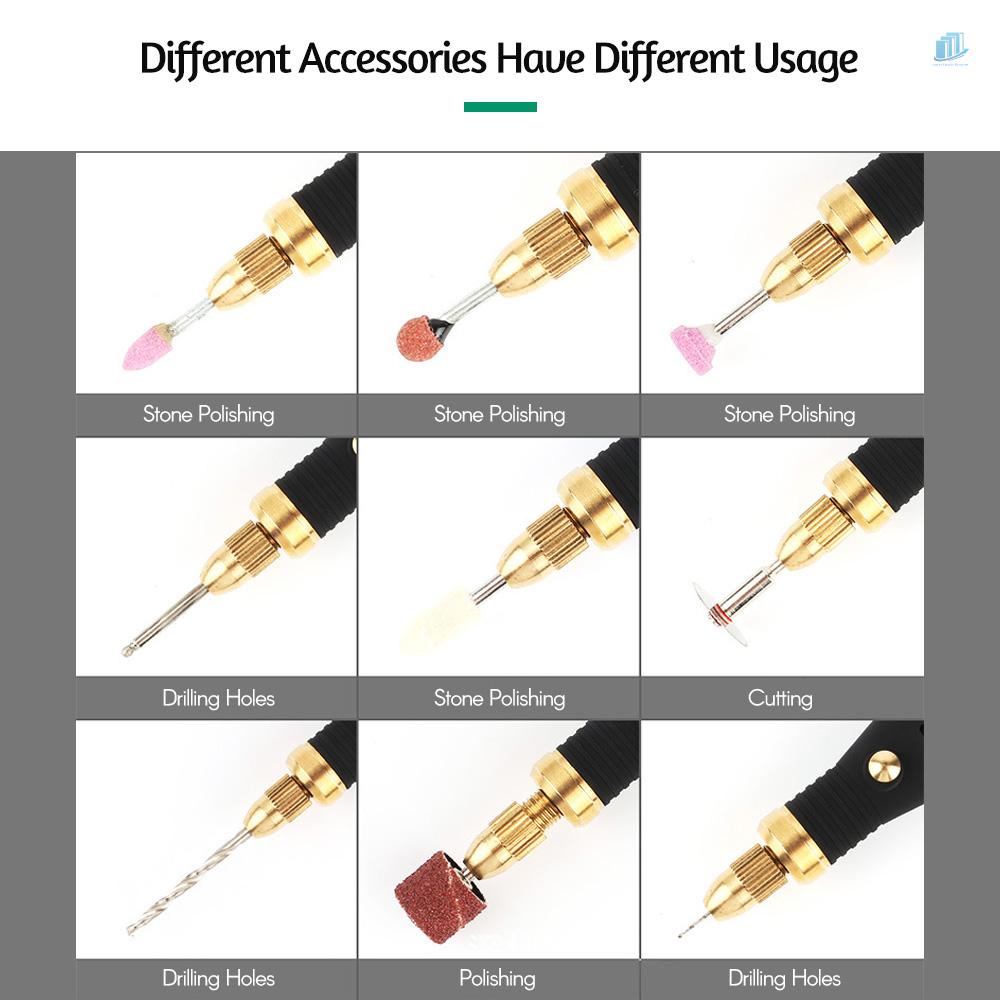 Bộ Dụng Cụ Mài Điện Tử Mini Cầm Tay 5000-18000RPM Điều Chỉnh Được Kèm 15 Phụ Kiện