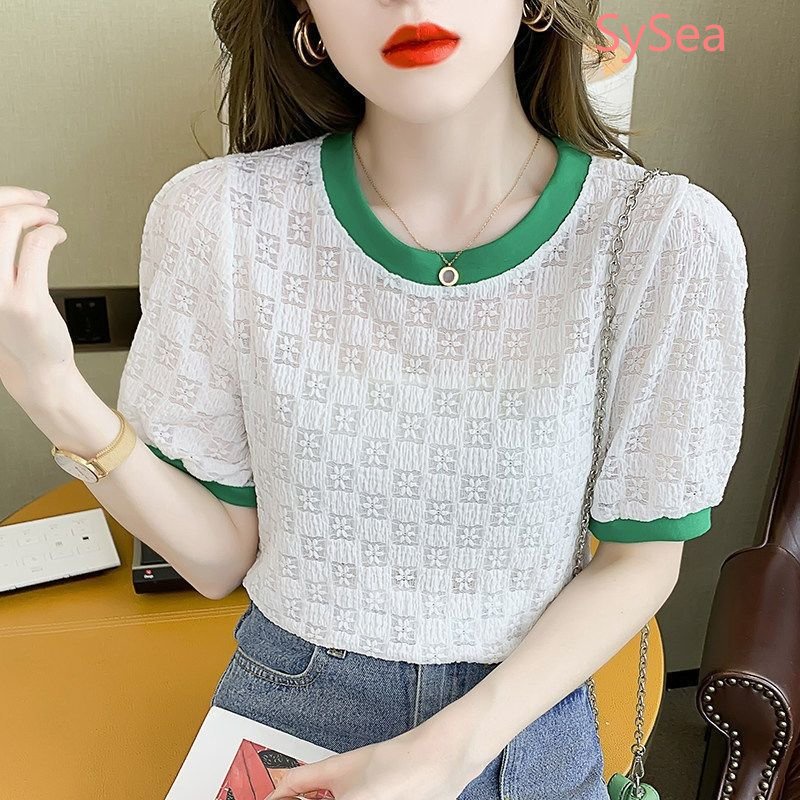 Áo Ren Lỗ Cổ Tròn Thời Trang Thanh Lịch Cho Nữ