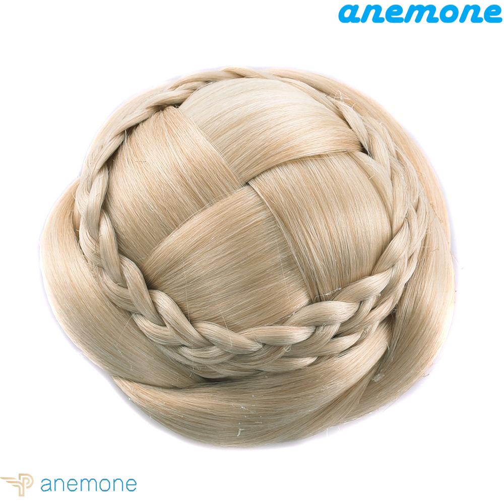 Anemone Tóc Giả Thắt Bím Tự Nhiên Màu Nâu Đen Phong Cách Vintage