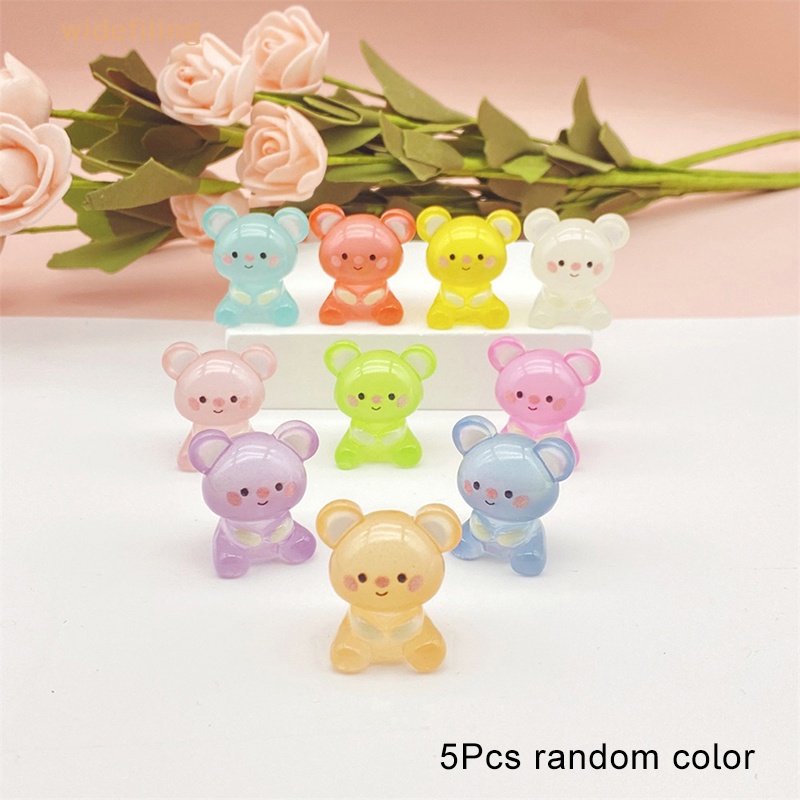 Bộ 5 Phụ Kiện Trang Trí Nghệ Thuật Hình Gấu Koala Bằng Resin Màu Dạ Quang DIY