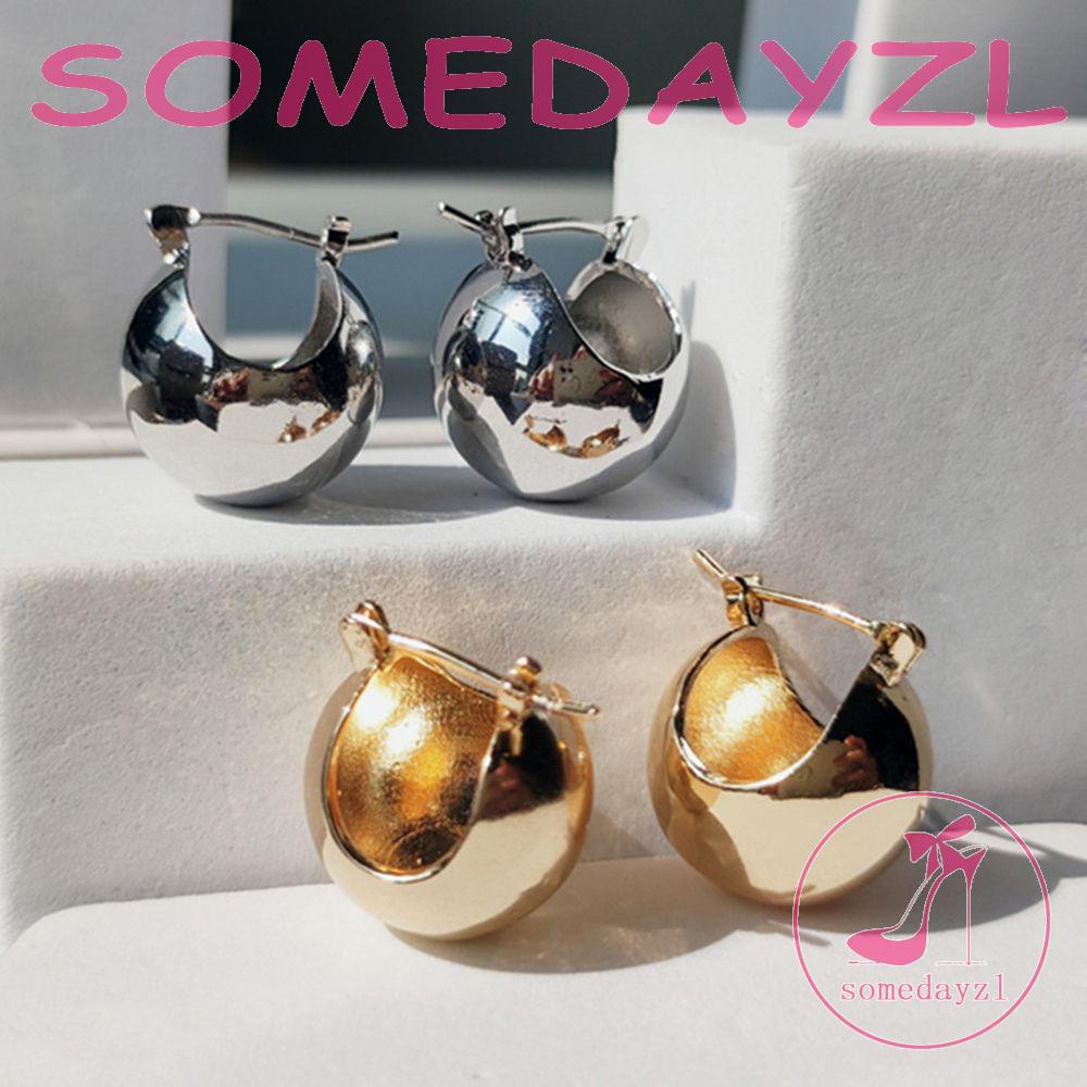 Khuyên Tai Tròn Bằng Kim Loại Bóng Tròn Thời Trang|Bông Tai Hình Chữ U Màu Sắc Thời Trang