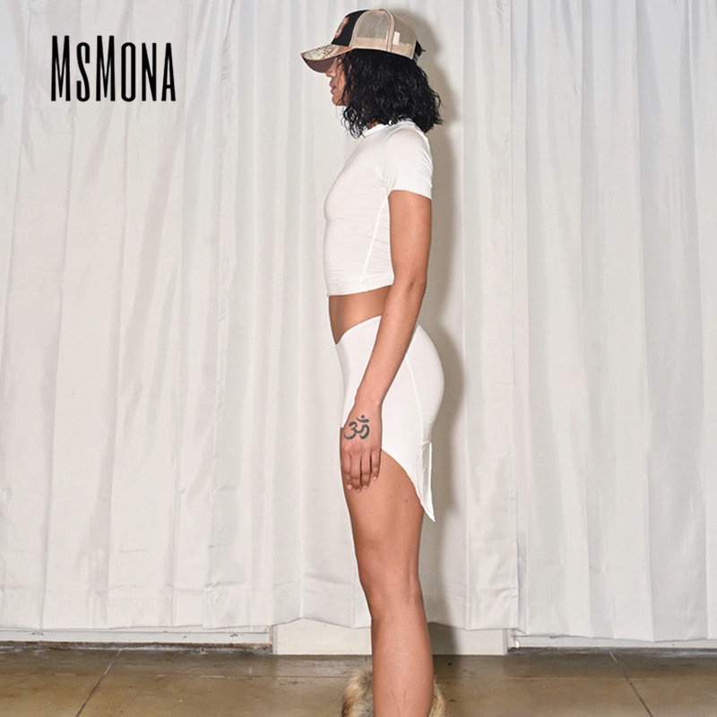 Bộ Đồ Ôm Dáng Cổ Tròn Tay Ngắn Màu Trơn Thời Trang 2023 Dành Cho Nữ