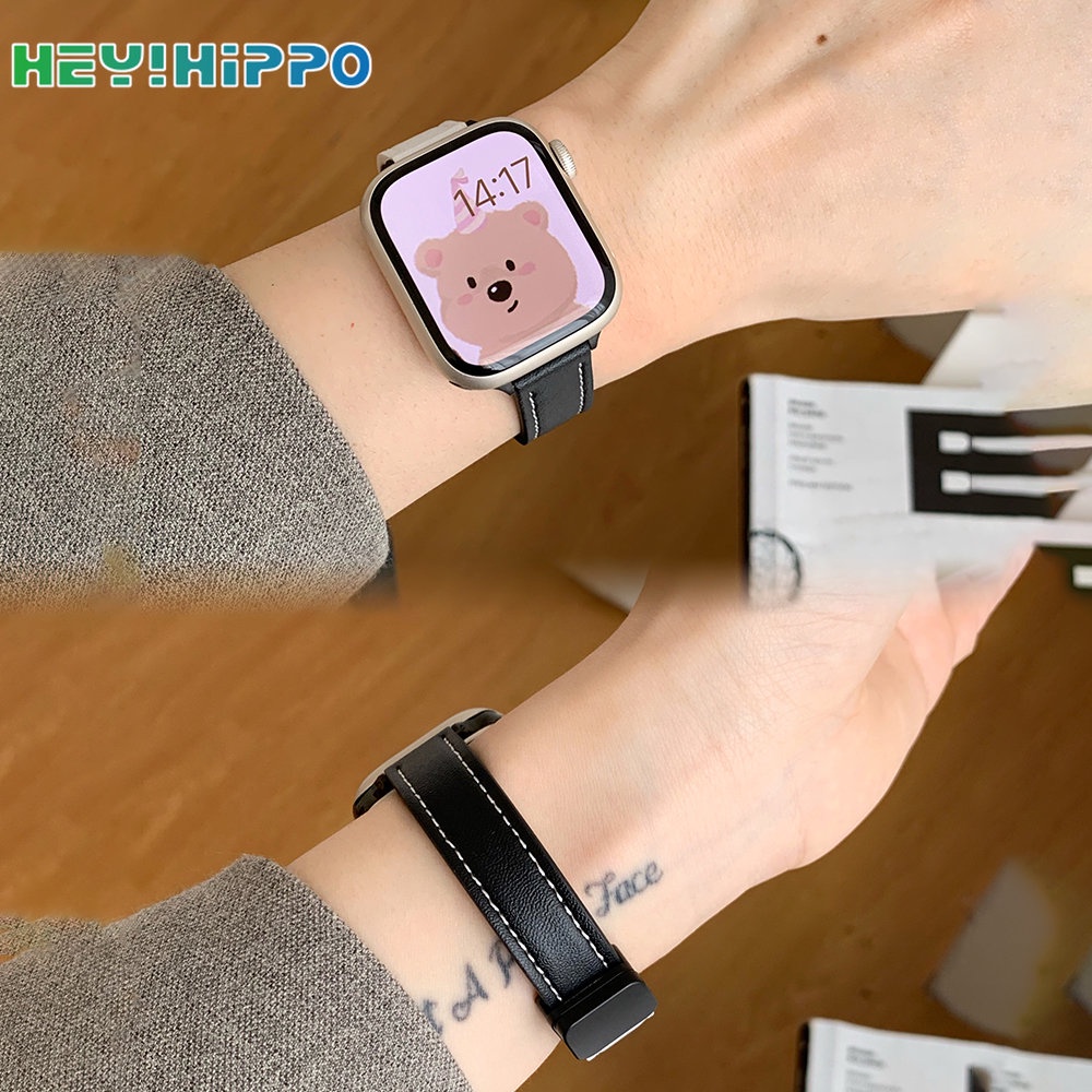 Dây Đeo Bằng Da Có Khóa Nam Châm Cho Đồng Hồ Thông Minh iwatch series 8 / 7 / 6 / SE / 5 / 4 45 / 44 / 42 / 41 / 40 / 38mm