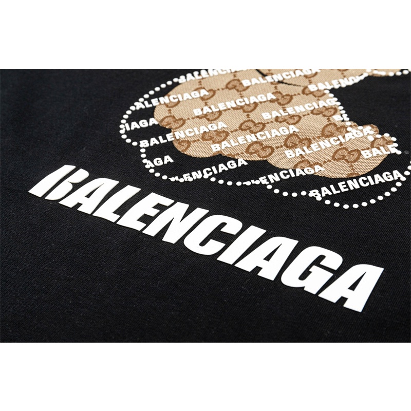 Ba Balenciag55-Áo Thun Tay Ngắn In Hình Gấu 3D Bằng Silicon Thời Trang