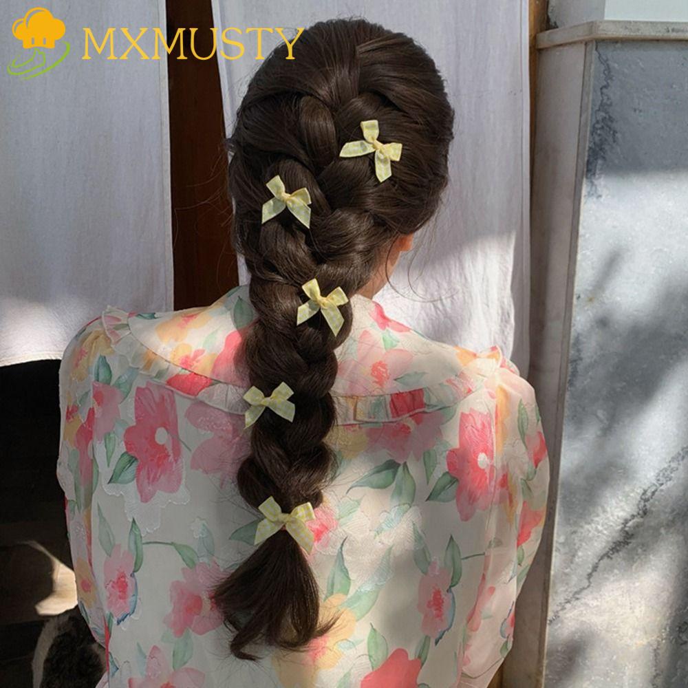 Kẹp Tóc Hình Nơ Họa Tiết Sọc Caro Phong Cách Hàn Quốc Cho Nữ