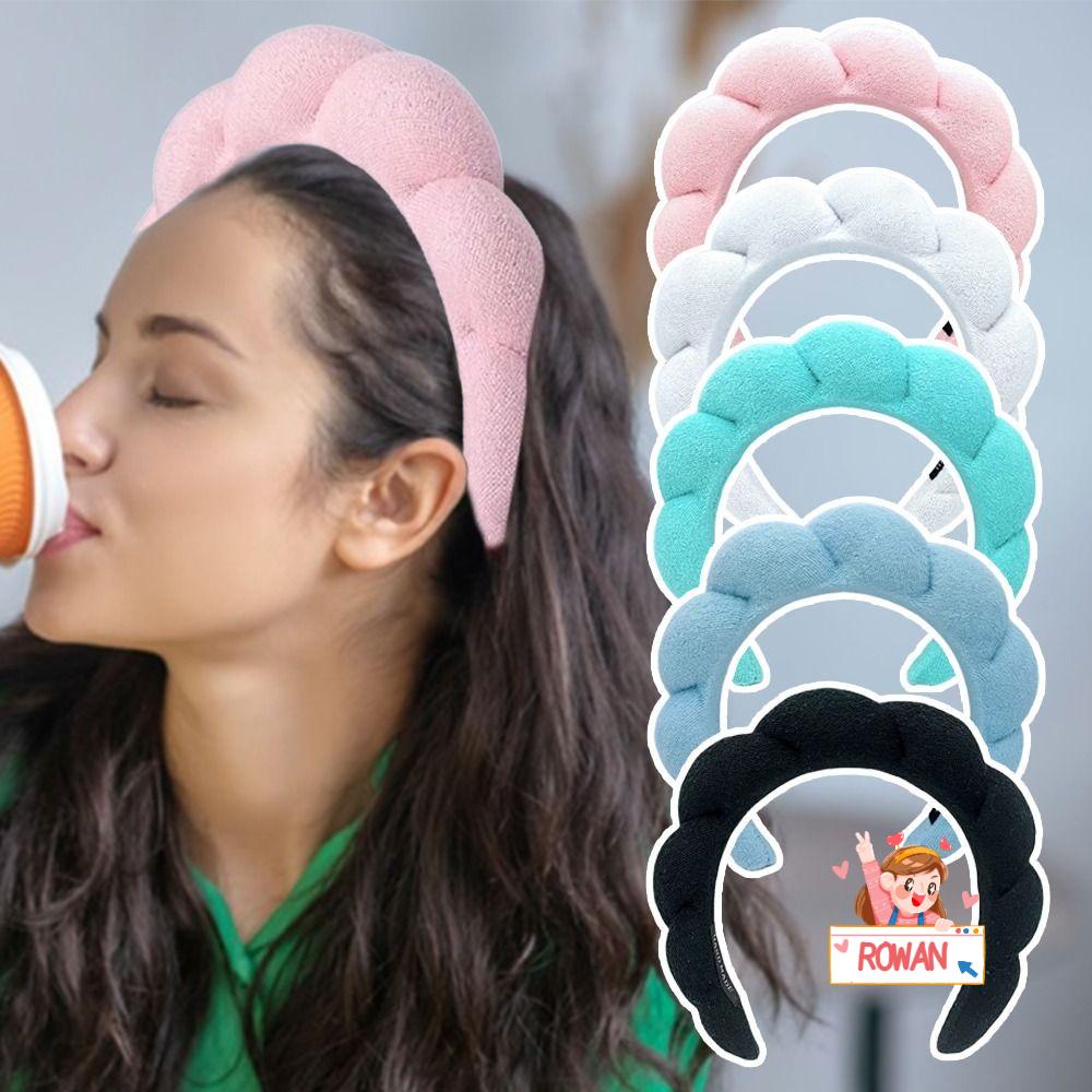 Băng Đô Cài Tóc Bằng Xốp Màu Trơn Không Trượt Dùng Rửa Mặt