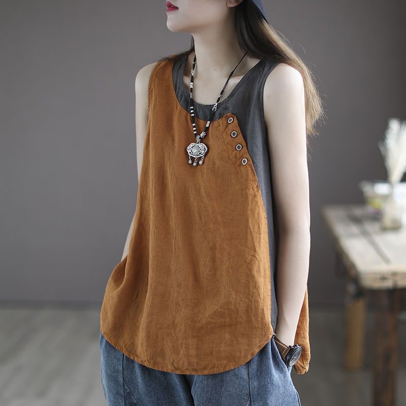 Áo Dây 100% Cotton Lanh Mỏng Dáng Rộng Phong Cách Mới Mùa Hè 2024
