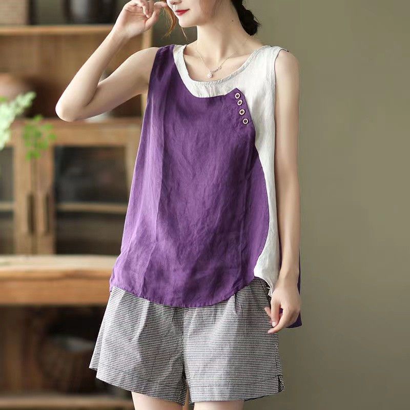 Áo Dây 100% Cotton Lanh Mỏng Dáng Rộng Phong Cách Mới Mùa Hè 2024