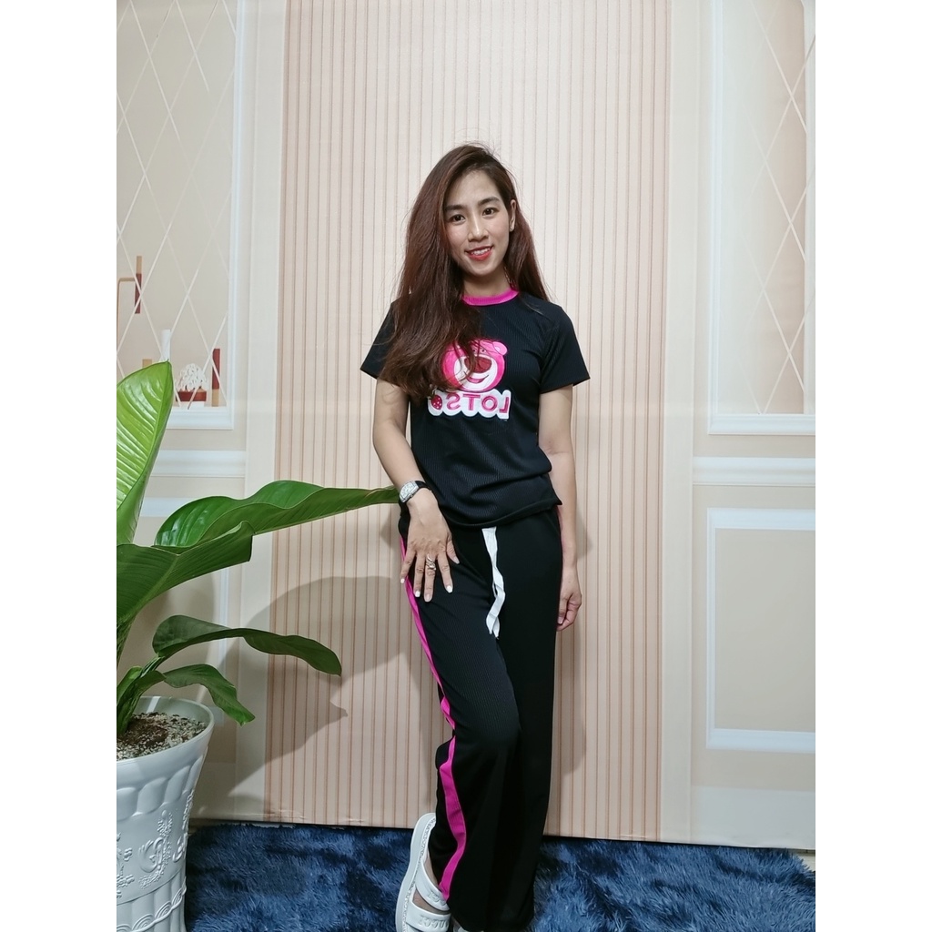 SET BỘ DÀI SUÔNG THÊU GẤU LOTSO ĐEN + TRẮNG HỒNG 679500