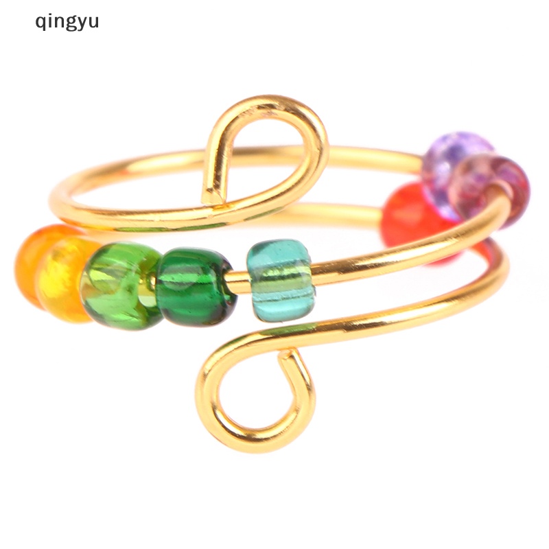 Qingyu Nhẫn Hạt Mưa Xoay Tự Do Giảm Căng Thẳng Phong Cách Bohemian