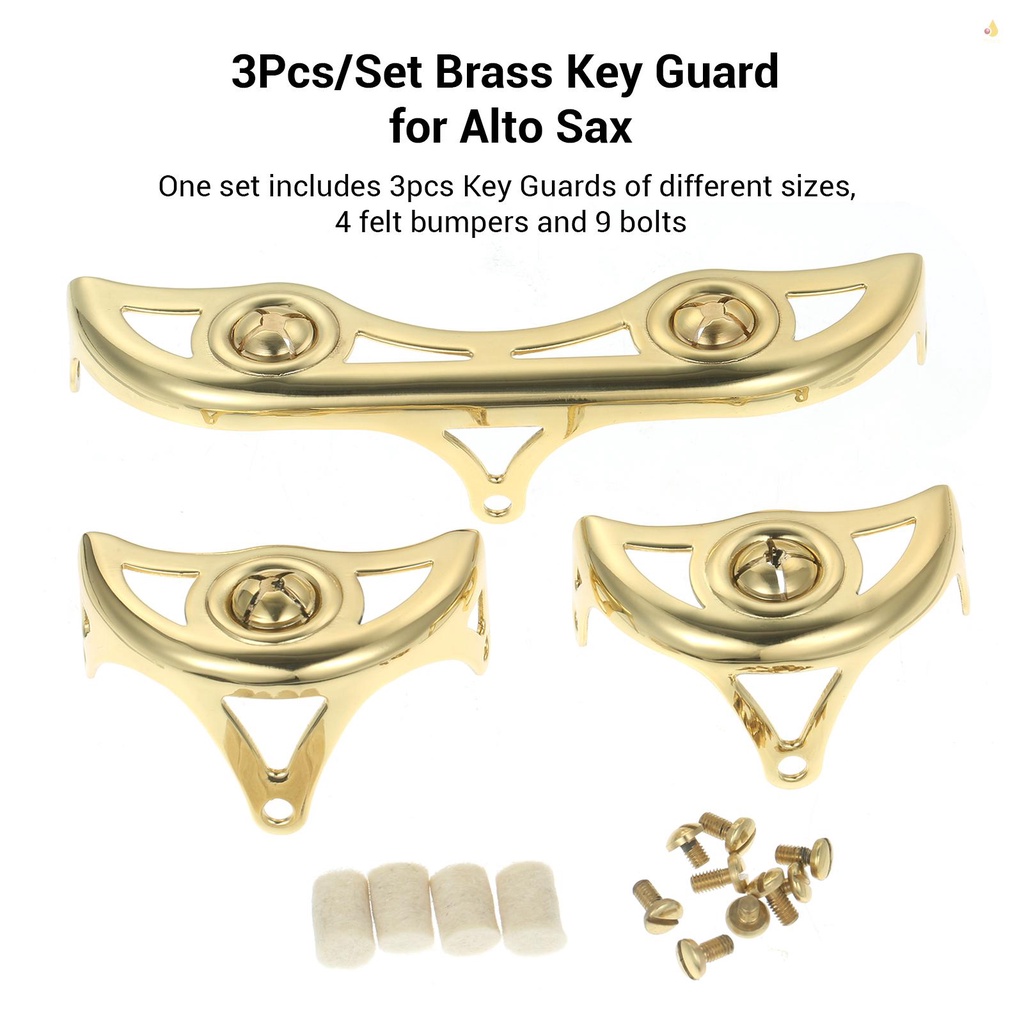 Bộ 3 Món Bảo Vệ Chìa Khóa Kèn Alto Sax Saxophone Bằng Đồng Thau Kèm Ốc Vít