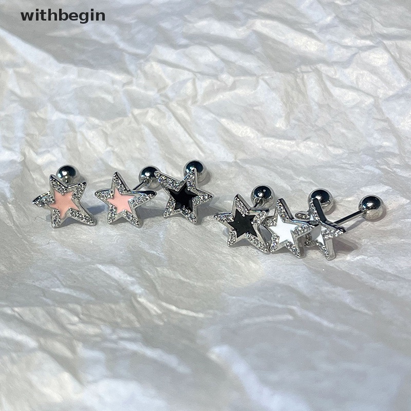 1 Đôi Khuyên Tai Đính Đá Zircon Hình Ngôi Sao Thời Trang Cho Nữ