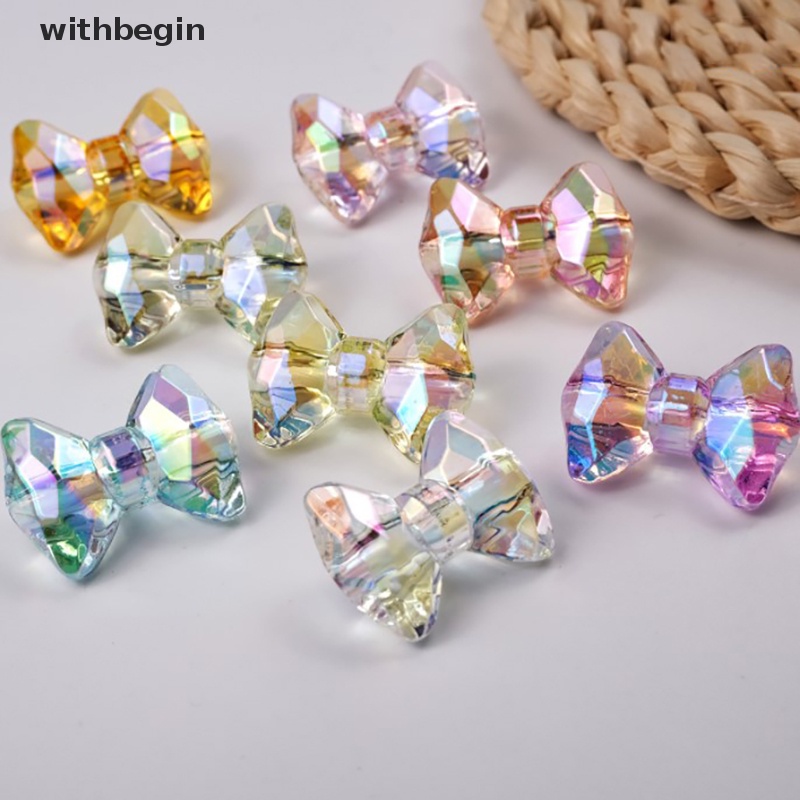 Bộ 10 Hạt Acrylic Trong Suốt Hình Gấu Thắt Nơ Nhiều Màu Dễ Thương Dùng Làm Trang Sức Thủ Công