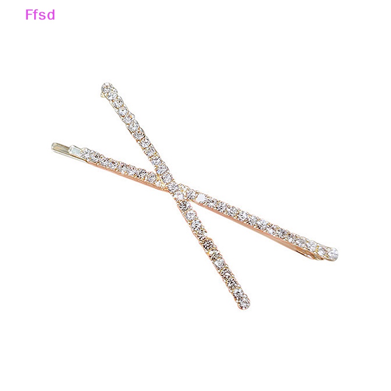 Bộ 2 Kẹp Tóc Chữ X Đính Đá Pha Lê Đơn Giản