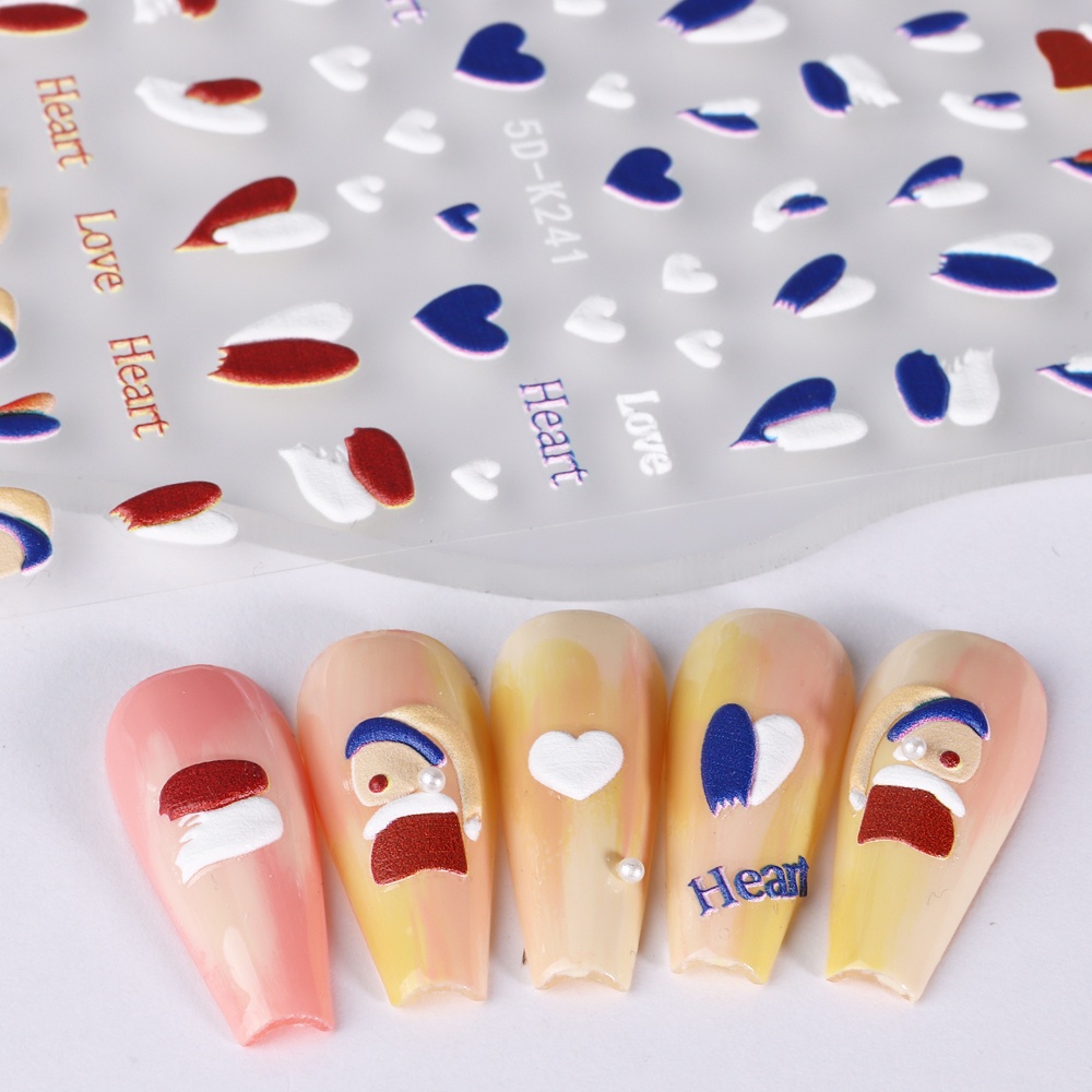 Miếng Dán Trang Trí Móng Tay Nghệ Thuật 5D Nổi Họa Tiết Lưới Dập Nổi Màu Xanh Dương Đính Ngọc Trai Cho Nữ