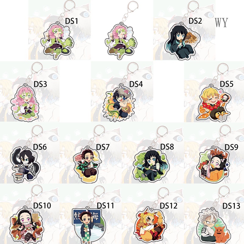 Móc Chìa Khóa Bằng Acrylic Trong Suốt Hình Demon Slayer