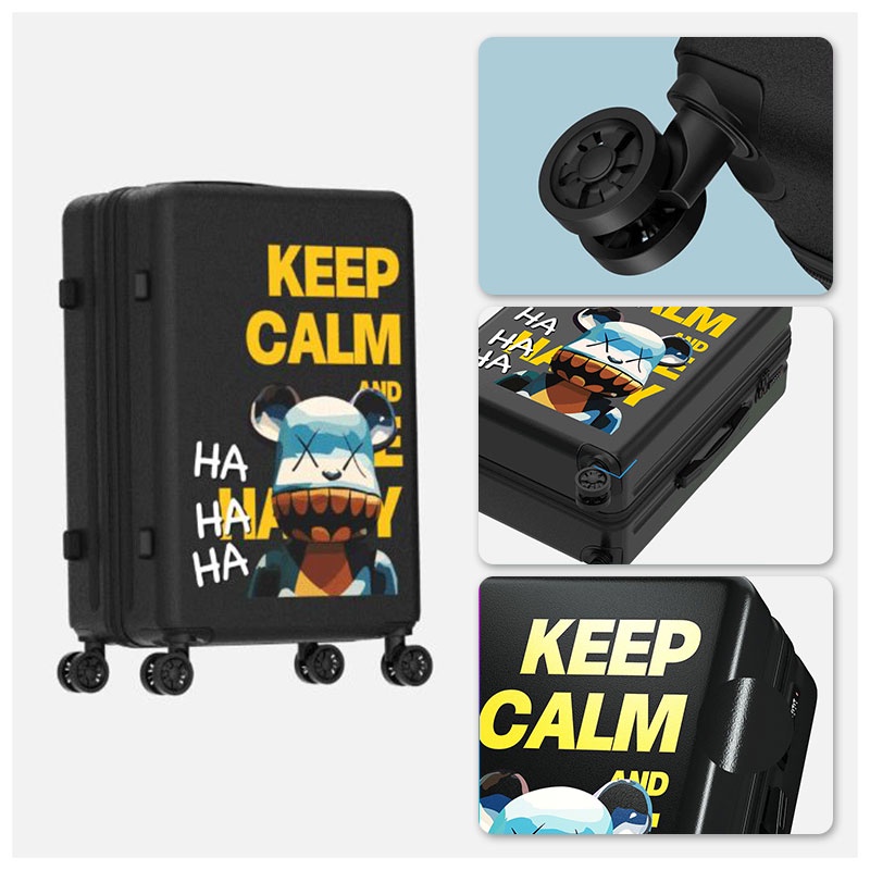 MOUSSON Vali Du Lịch Bằng Da Có Mật Khẩu Họa Tiết Hoạt Hình Đáng Yêu