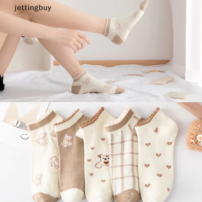 Set 10 đôi vớ JETTING cotton polyester cổ thấp thoáng khí phong cách retro thanh lịch cho nữ