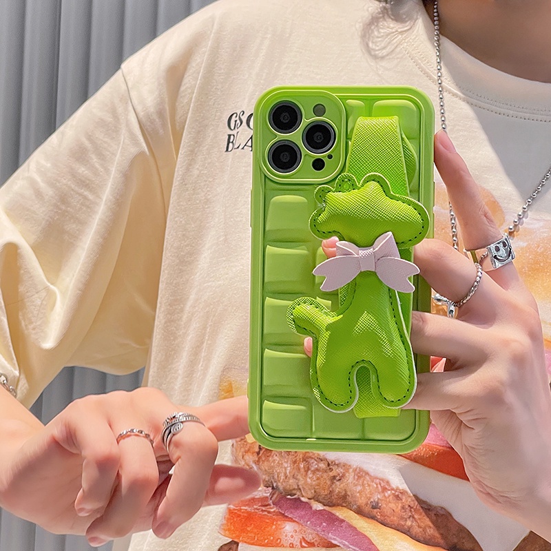 Ốp Điện Thoại Silicon Hình Vuông Màu Trà Xanh Chống Sốc Cho iPhone 11 12 13 14 Pro Max