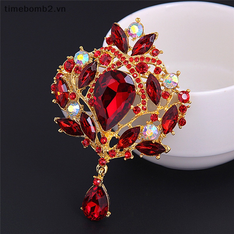 {Timebomb} Ghim Cài Áo Hợp Kim Hình Vương Miện Mặt Kính Đính Đá Pha Lê Thanh Lịch Thời Trang Cho Nữ