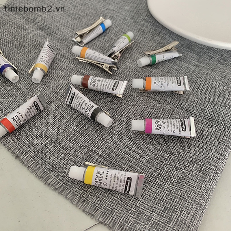 {Timebomb} Kẹp Tóc Mỏ Vịt Màu Nước Sơn Thủ Công Sáng Tạo Vui Nhộn Cho Nữ