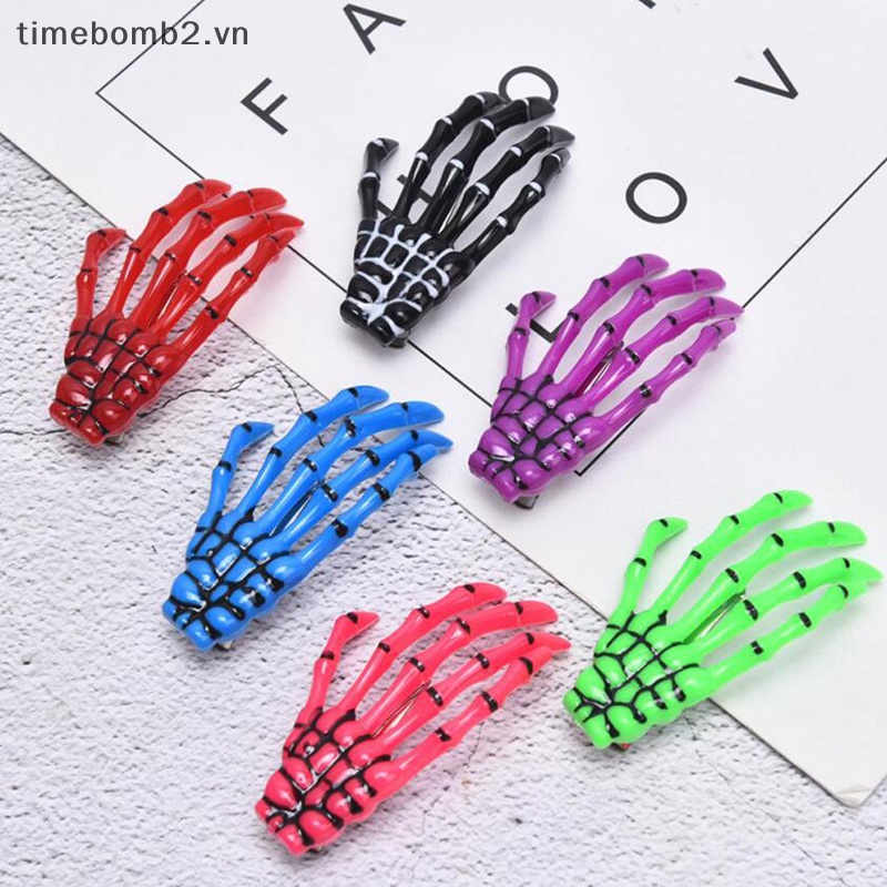 1 Kẹp Tóc Hình Xương Bàn Tay Phong Cách Gothic Punk Halloween