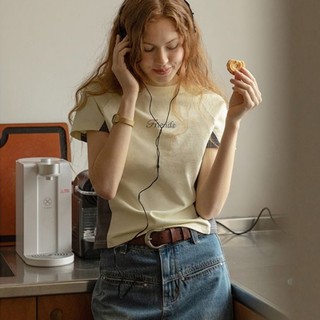 Áo Thun Raglan Mỏng Tay Ngắn Màu Sắc Tương Phản Thời Trang Mùa Hè 2023 Phong Cách Pháp Cổ Điển Cho Nữ