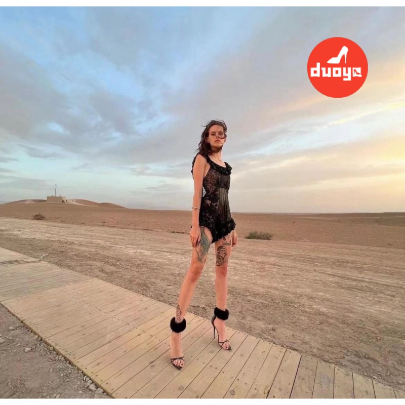 Duoya Tóc Thẳng ~ [Hàng Có Sẵn] Giày Cao Gót Hở Ngón Màu Đen Mùa Xuân Hè Quyến Rũ Cho Nữ Miễn Phí Vận Chuyển