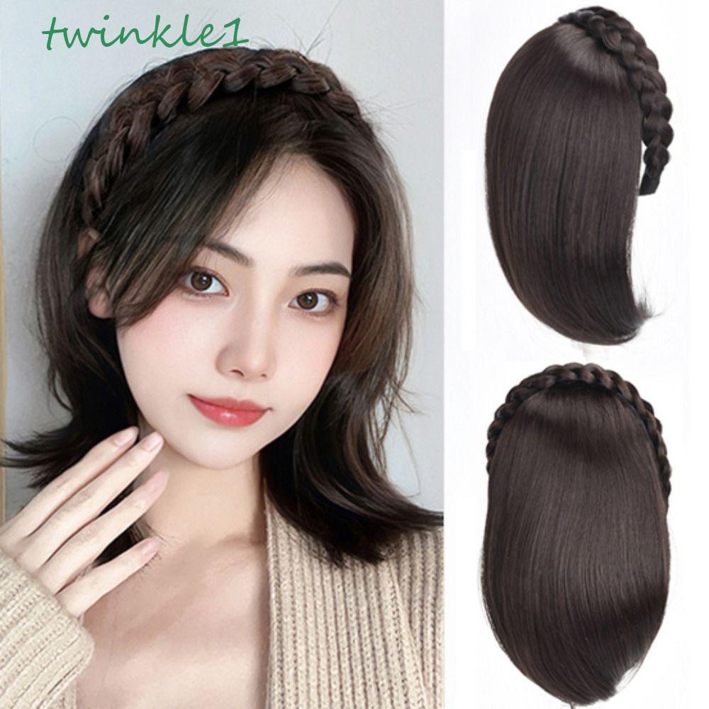 Băng Đô Tóc Giả Kiểu Thắt Bím Màu Nâu Tự Nhiên Dành Cho Nữ