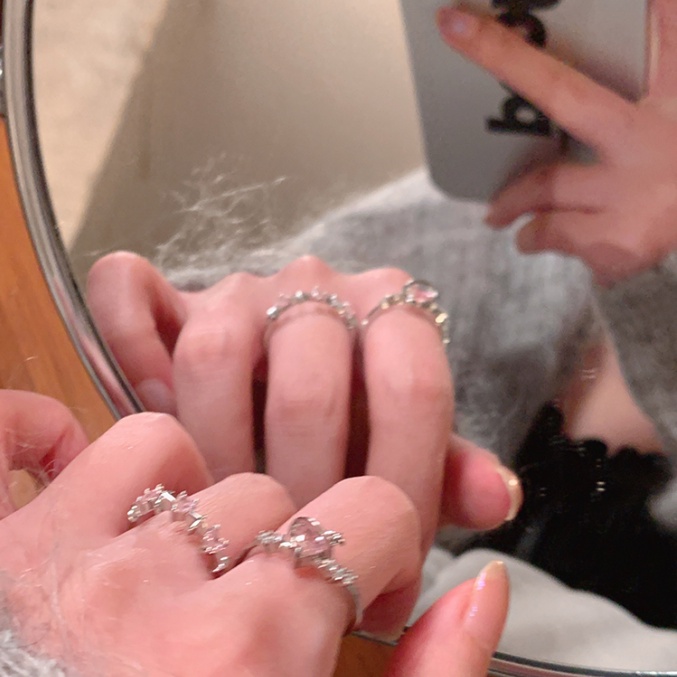 iF YOU Nhẫn Bạc Mặt Trái Tim Đính Đá Zircon Màu Hồng Ngọt Ngào Cho Nữ