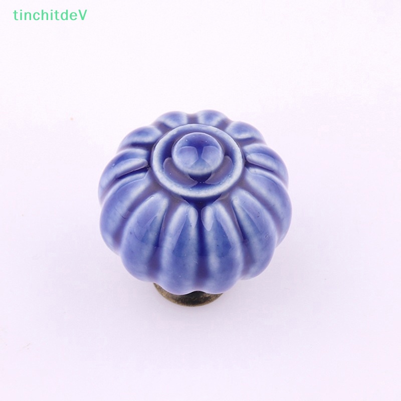 1 Tay Nắm Ngăn Kéo Tủ Bằng Gốm Hình Tròn Họa Tiết Hoa