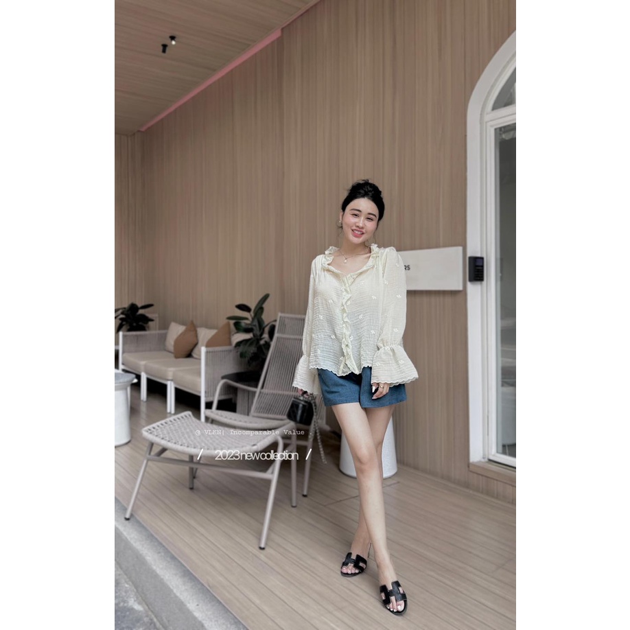 Áo voan ren xô viền hoa li ti