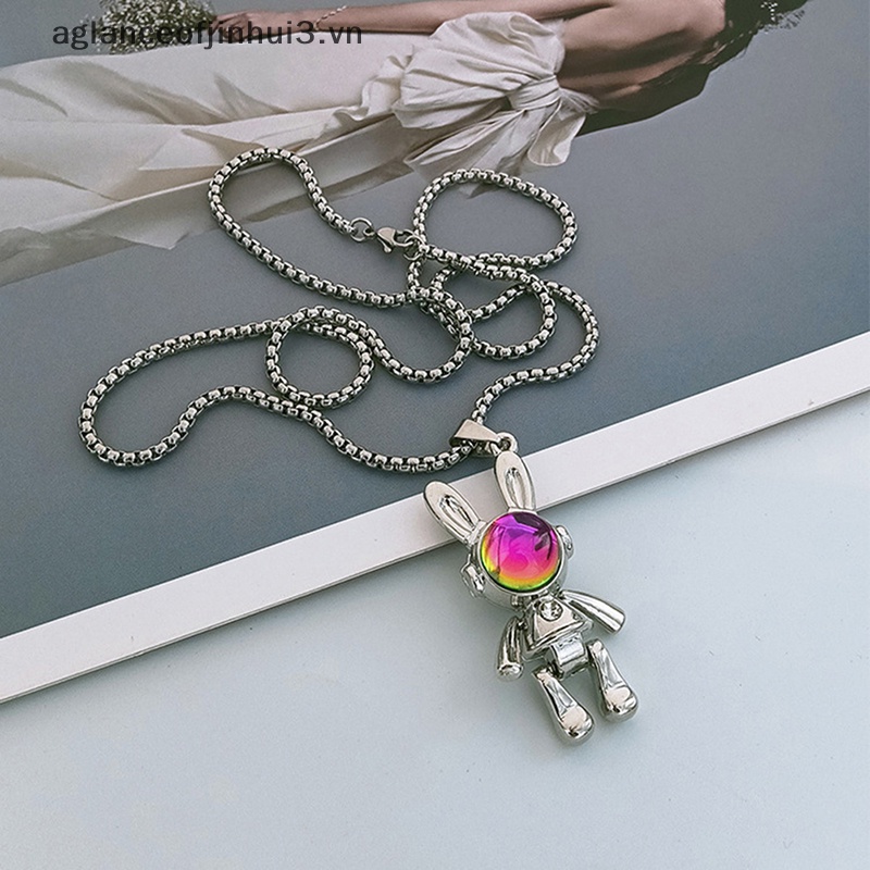 Dây Chuyền Bằng Thép Không Gỉ Mặt Hình Thỏ Không Gian Phong Cách Hip Hop Cho Nam Và Nữ