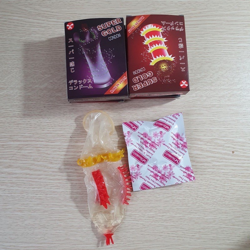 Bao Cao Su Gân Gai Bi Lớn SUPER GOLD Nhật Bản - Hộp 2 Cái