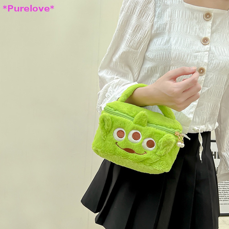 Túi Đựng Mỹ Phẩm Xách Tay Bằng Lông Nhung Họa Tiết Hoạt Hình Anime Dễ Thương Dành Cho Nữ Mới