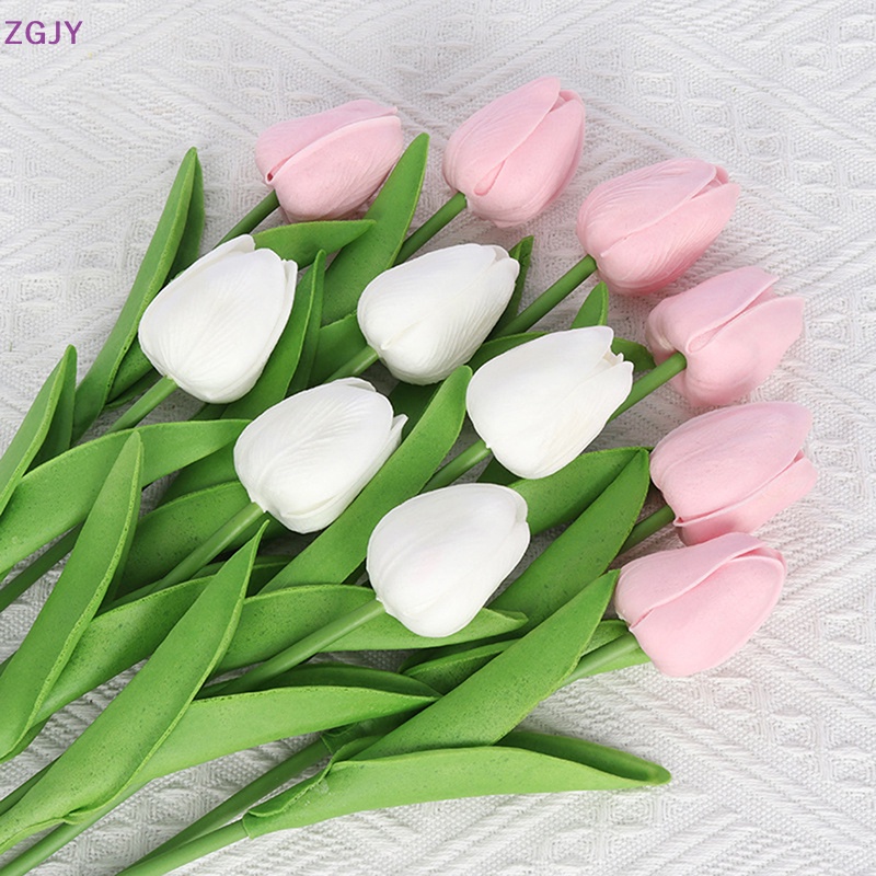 Set 5 / 10 Hoa Tulip Nhân Tạo Bằng PU Màu Sắc Ngẫu Nhiên Trang Trí Nhà Cửa / Tiệc Cưới DIY Mới