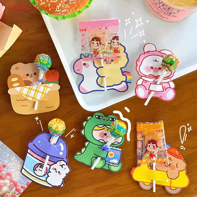 Set 50 Tấm Thiệp Giấy Họa Tiết Hoạt Hình Kẹo Mút Dễ Thương