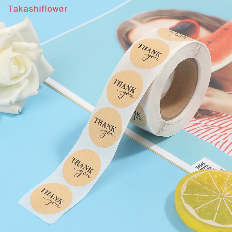 Set 500 Miếng Dán Giấy Kraft Hình Tròn In Chữ Thank you er Dùng Trang Trí Sổ Tay