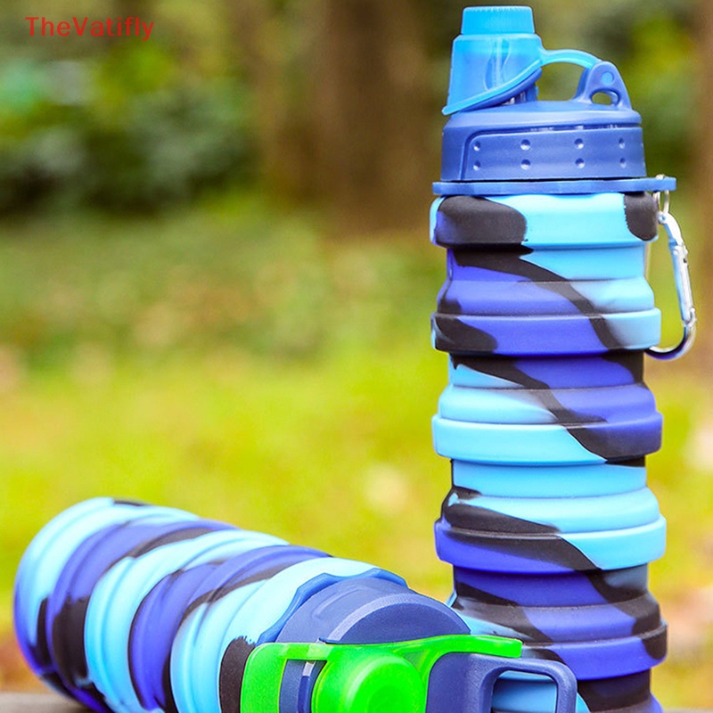 Bình Nước Silicone 500ML Họa Tiết Rằn Ri Có Thể Gấp Gọn Tiện Dụng Mang Theo Du Lịch / Leo Núi