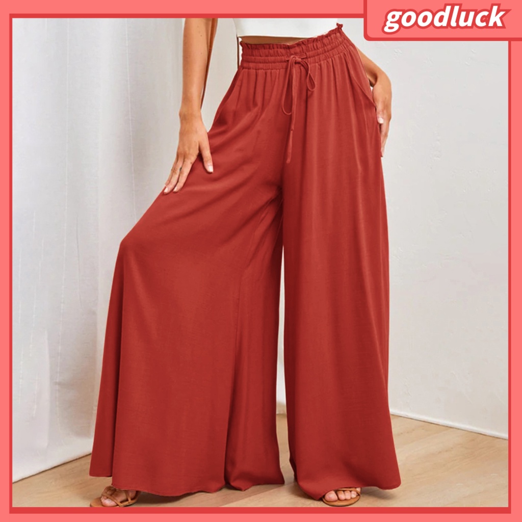 Quần Dài Ống Rộng Thắt Nơ Thời Trang Đường Phố Mùa Hè Cho Nữ