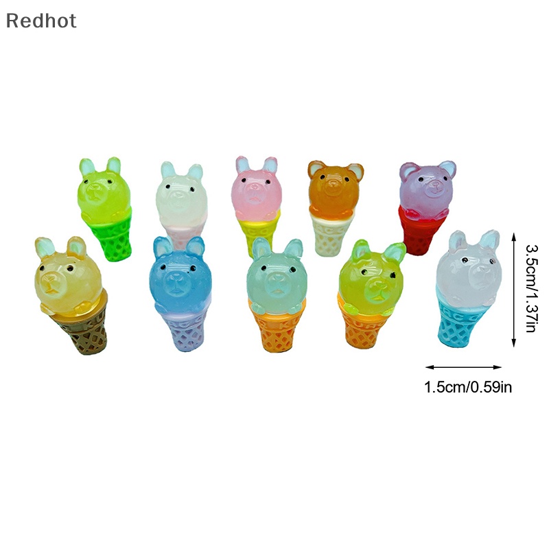 &lt; Redhot &gt; Bộ 2 Búp Bê Trang Trí Tiểu Cảnh Có Hương Thơm Hình Kem Gấu Phát Sáng